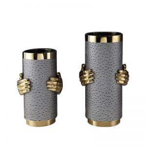 Large Brass Cylinder Vases