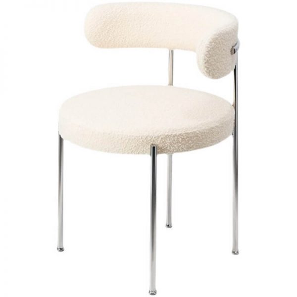 White Boucle Dining Chair