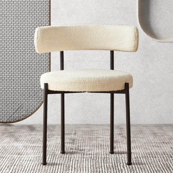 White Boucle Dining Chair